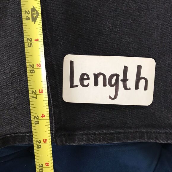 Aritzia Denim Forum 90s Matte Black Halle Stretch Knee Length Pencil Skirt Sz 26 - Picture 7 of 9